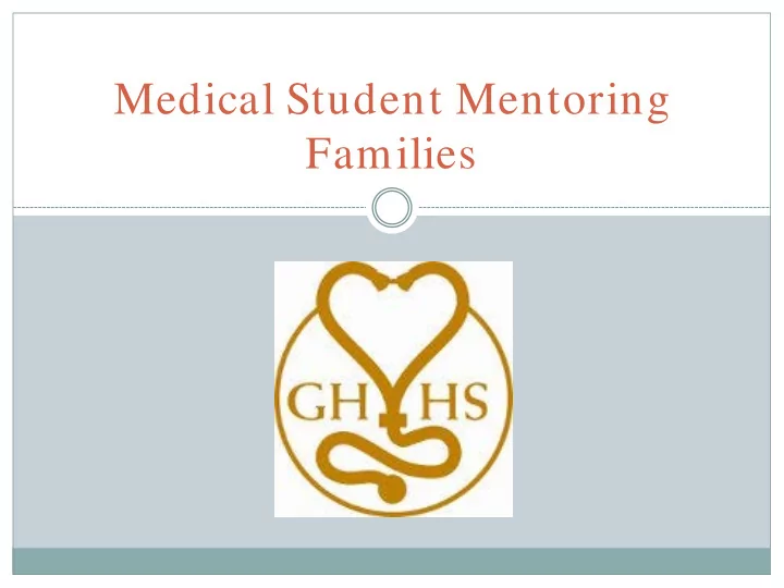 medical student mentoring families objectives