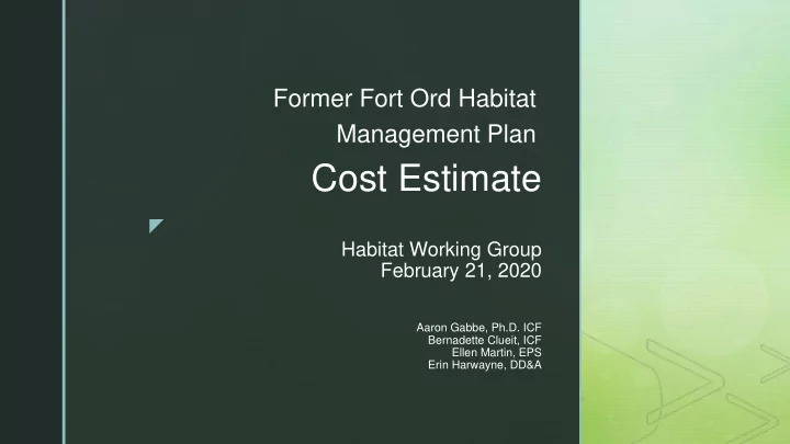 cost estimate