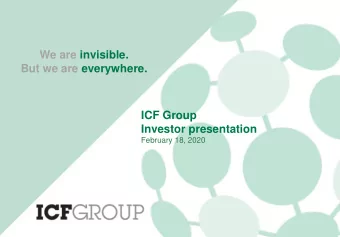 ICF Group  Investor presentation  February 18, 2020  2  Disclaimer This document has been prepared
