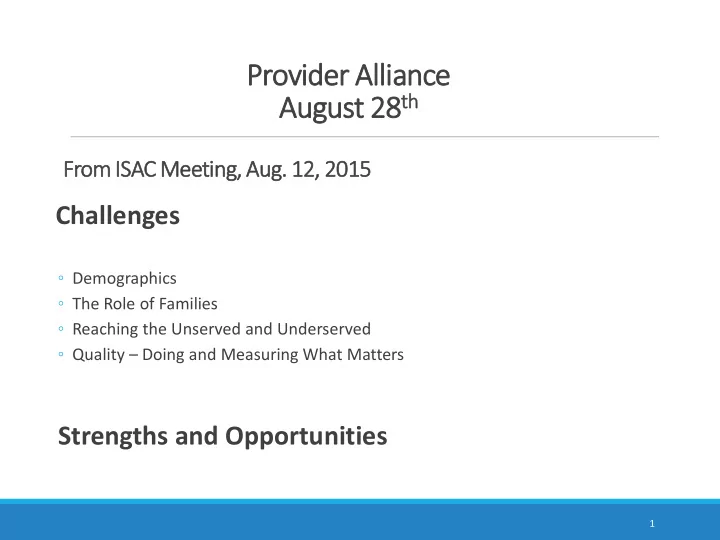 from isac meeting aug 12 2015 challenges demographics the