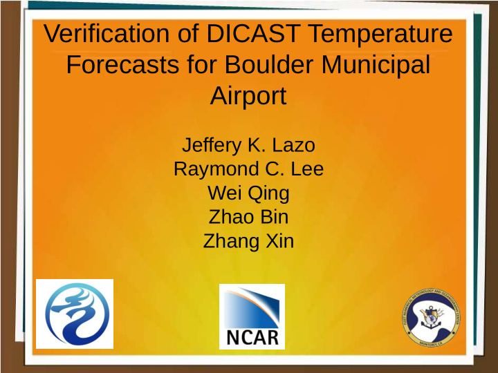 verification of dicast temperature forecasts for boulder