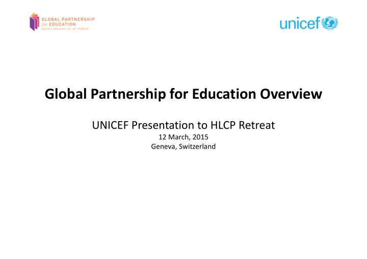 global partnership for education overview