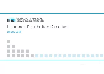 Insurance Distribution Directive  January 2018  1  Introduction  Insurance supervisory approach