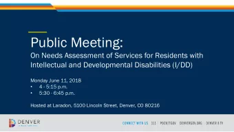 Public Meeting:  On Needs Assessment of Services for Residents with  Intellectual and Developmental