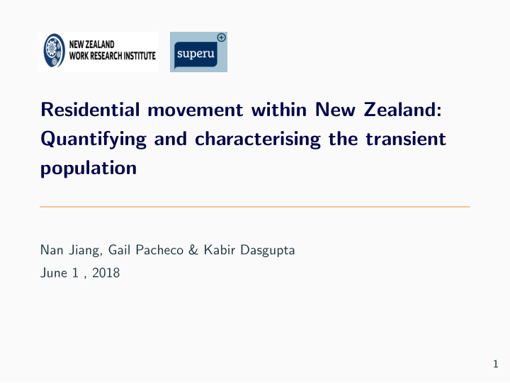 residential movement within new zealand quantifying and
