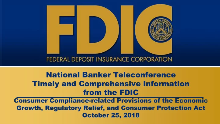 national banker teleconference timely and comprehensive