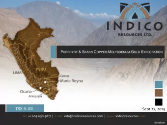 Sept 27, 2013  shortform  DISCLAIMER  TSX-V: IDI  Certain statements contained in this document,