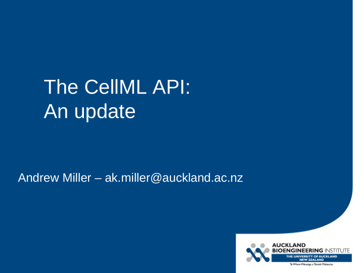 the cellml api an update