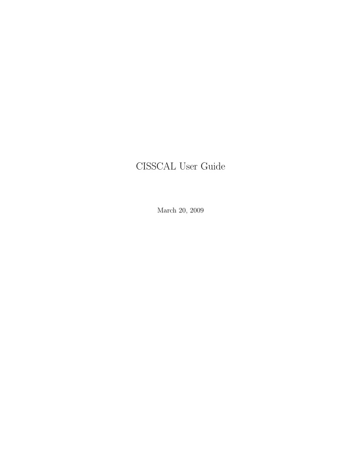 cisscal user guide