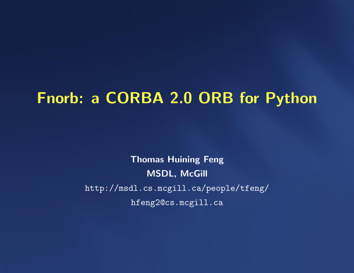 fnorb a corba 2 0 orb for python
