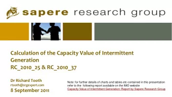 Generation  RC_2010_25 &amp; RC_2010_37  Dr Richard Tooth  Note: for further details of charts and