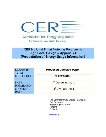 CER National Smart Metering Programme High Level Design  Appendix C (Presentation of Energy