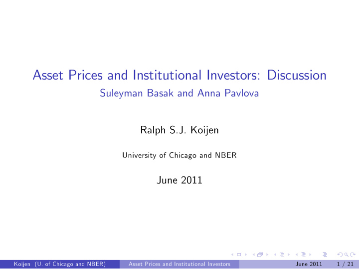 asset prices and institutional investors discussion