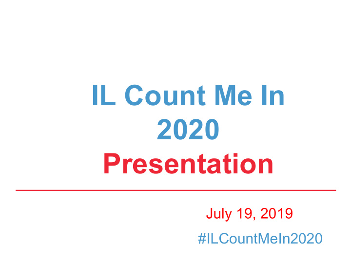 il count me in 2020 presentation