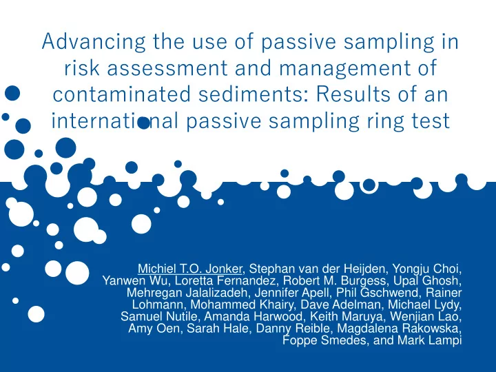 contaminated sediments results of an