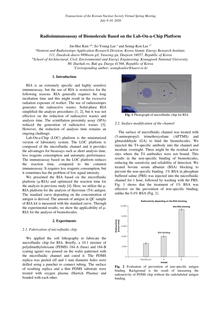 radioimmunoassay of biomolecule based on the lab on a