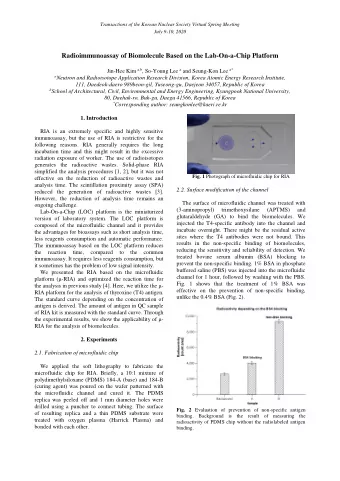 Radioimmunoassay of Biomolecule Based on the Lab-On-a-Chip Platform Jin-Hee Kim a,b , So-Young Lee