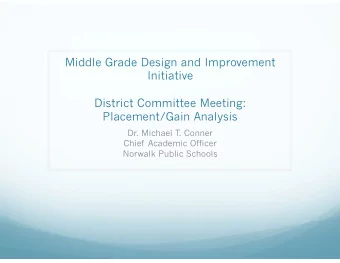 Middle Grade Design and Improvement  Initiative  District Committee Meeting:  Placement/Gain