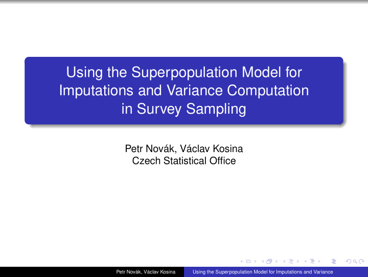 using the superpopulation model for imputations and