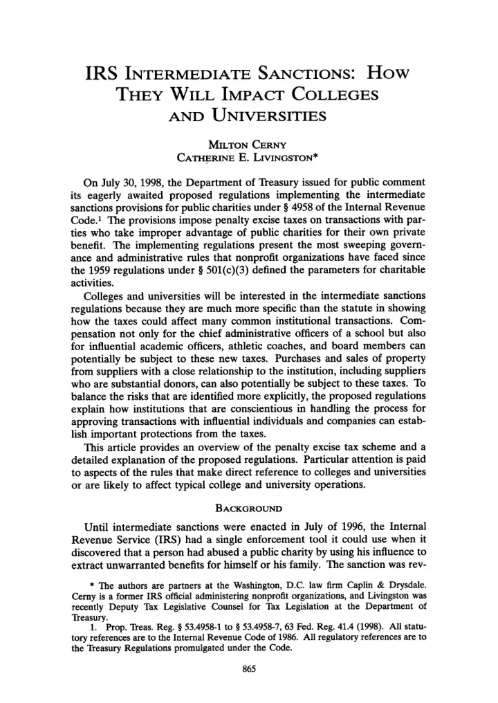 irs intermediate sanctions how they w ill imp act