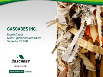 CASCADES INC.  Imperial Capital  Global Opportunities Conference  September 20, 2012  DISCLAIMER