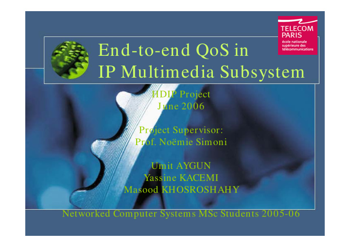 end to end qos in ip multimedia subsystem