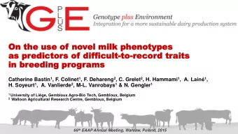 On  On the  the use of  use of no  novel  el milk  milk phe  phenotypes  notypes  as pr  as