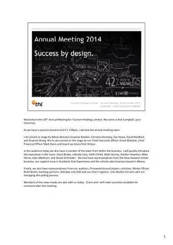 1 As indicated on the screen we have received 65.0 million valid proxies, online and postal votes,