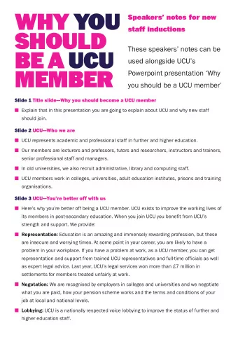 WHY YOU  Speakers notes for new  staff inductions  SHOULD  These speakers notes can be  BE A