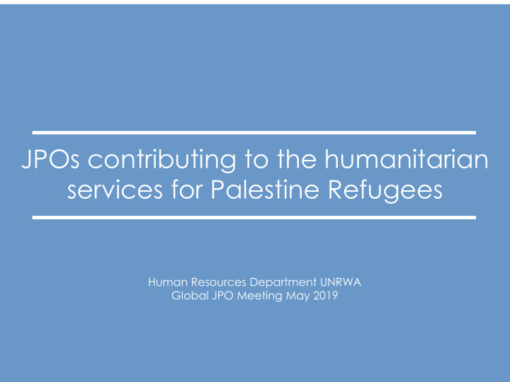 jpos contributing to the humanitarian services for