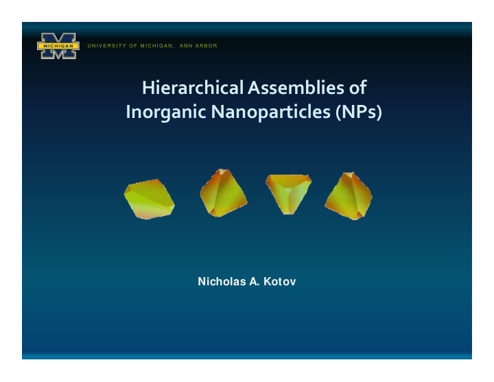 hierarchical assemblies of inorganic nanoparticles nps