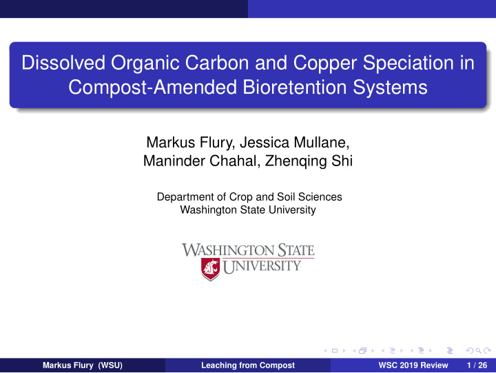 dissolved organic carbon and copper speciation in compost
