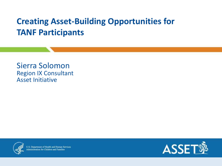 creating asset building opportunities for tanf