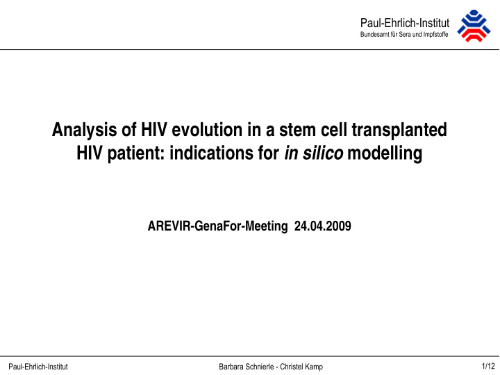 analysis of hiv evolution in a stem cell transplanted hiv