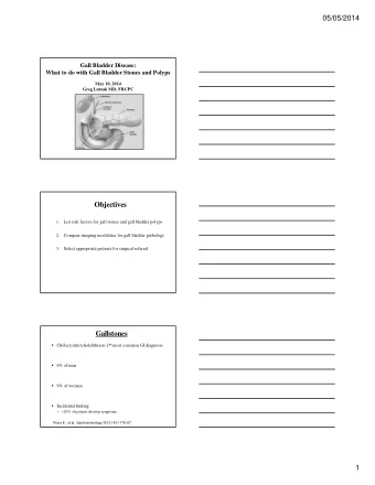 Objectives  1.  List risk factors for gall stones and gall bladder polyps  2.  Compare imaging