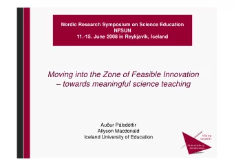 Moving into the Zone of Feasible Innovation   towards meaningful science teaching   towards