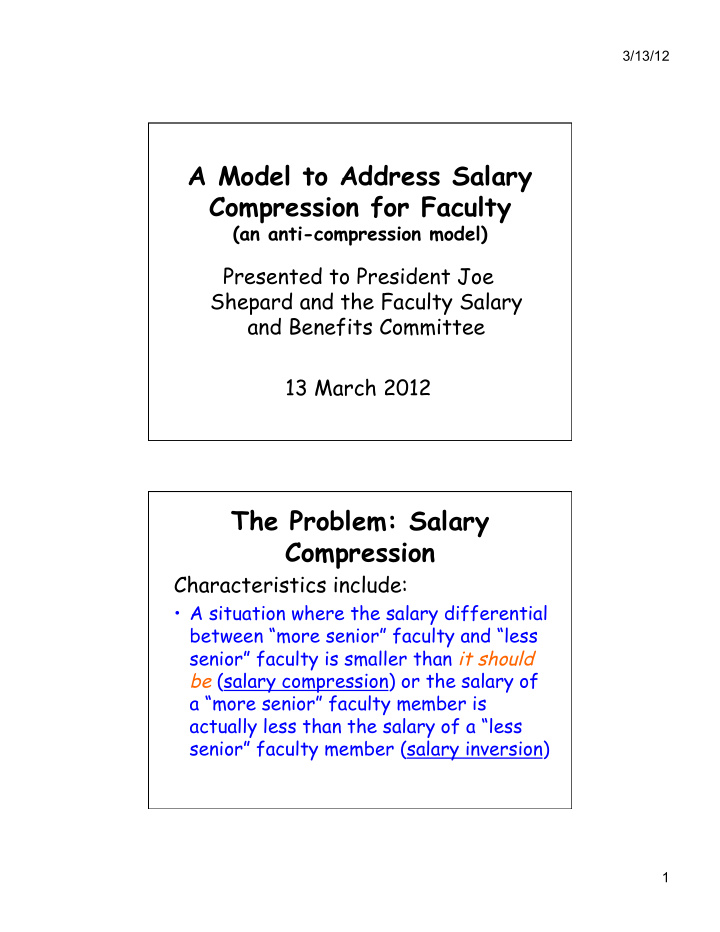 a model to address salary compression for faculty