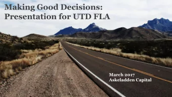 Presentation for UTD FLA  March 2017  Askeladden Capital Intro / Bio  Samir Patel  UTD alum,