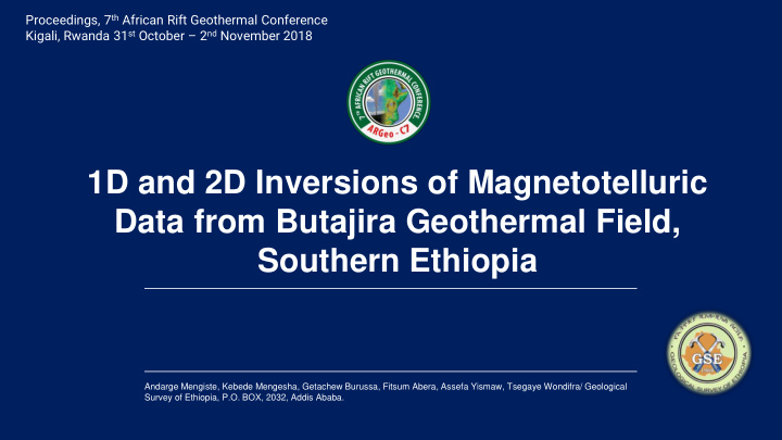 1d and 2d inversions of magnetotelluric data from