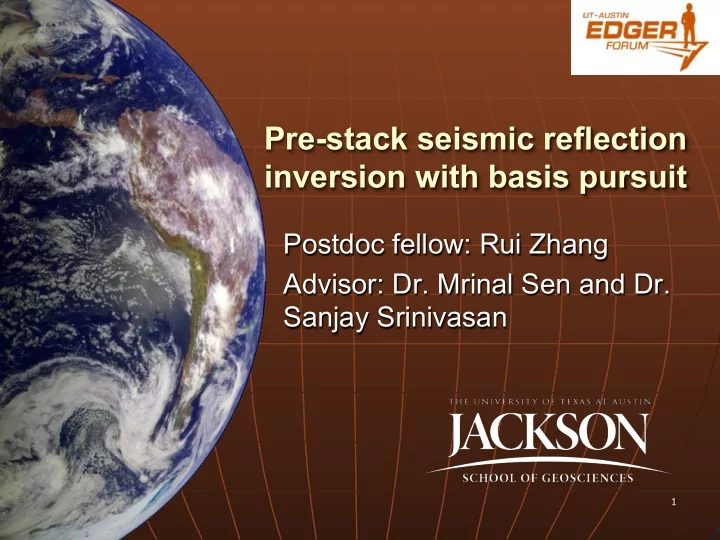 pre stack seismic reflection inversion with basis pursuit