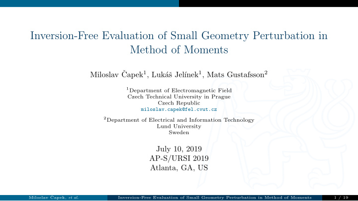 inversion free evaluation of small geometry perturbation