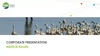 4Q2018 Results  1  CUSTOMARY NOTE  REGARDING FORWARD-LOOKING  STATEMENTS  SQM (NYSE: SQM, Santiago