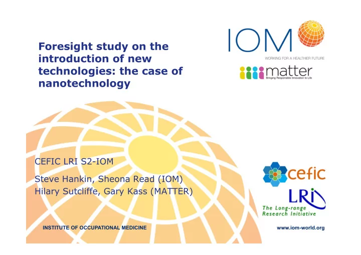 foresight study on the introduction of new technologies