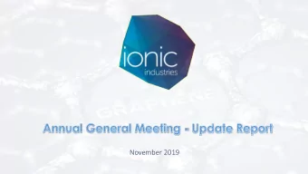 November 2019  Disclaimer  Certain statements contained in this presentation, including information