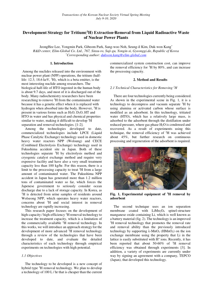 development strategy for tritium 3 h extraction removal