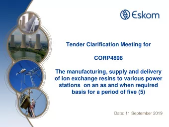 CORP4898  The manufacturing, supply and delivery  of ion exchange resins to various power  stations