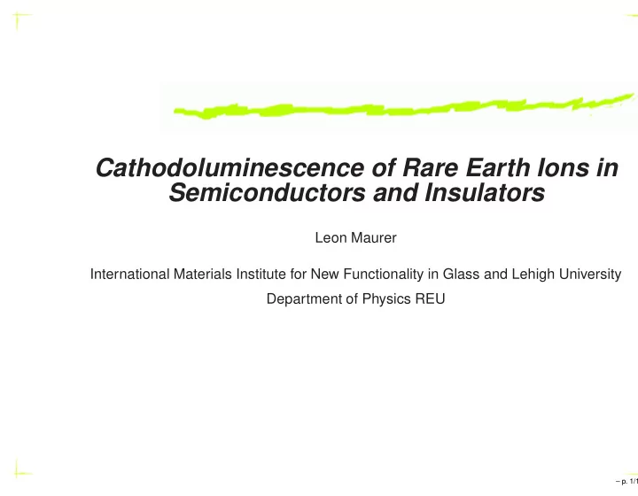 cathodoluminescence of rare earth ions in semiconductors