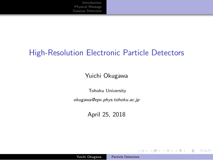 high resolution electronic particle detectors