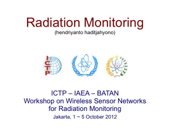 Radiation Monitoring  (hendriyanto haditjahyono)  ICTP  IAEA  BATAN  Workshop on Wireless