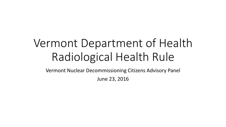 vermont department of health radiological health rule
